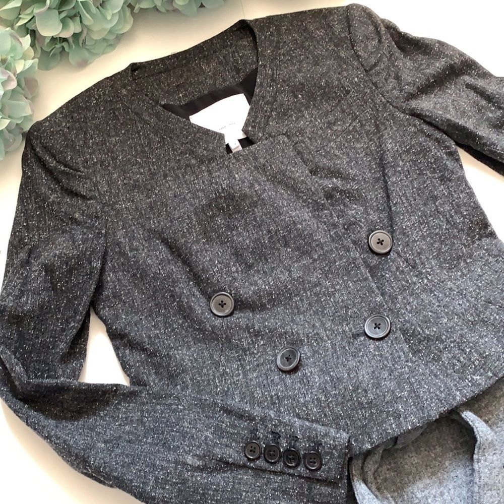 Adam Lippes wool/silk blend grey short jacket S 2 - Picture 3 of 9